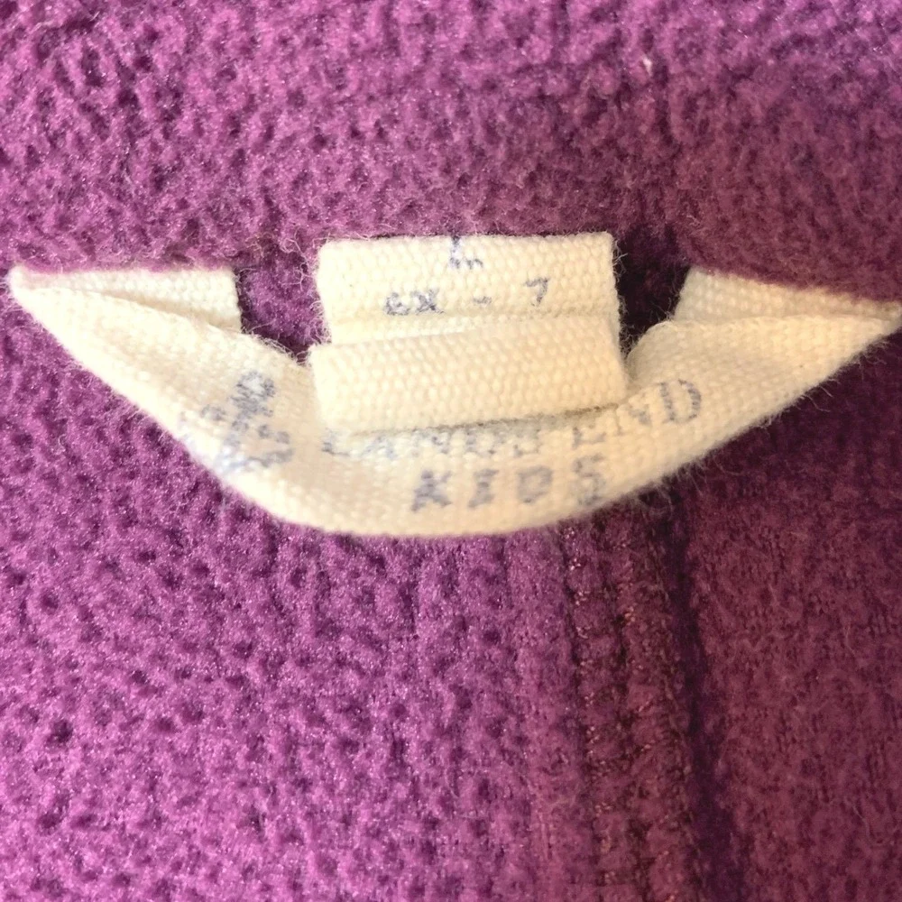 Lands End‎ Fleece Girls Pea Coat Jacket 6X-7 Purple Preppy School Casual Classic